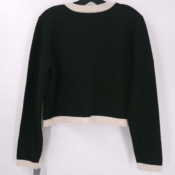 French Connection Vhari Contrast Trim Black Cream Cardigan Sweater Womens M - Picture 8 of 11